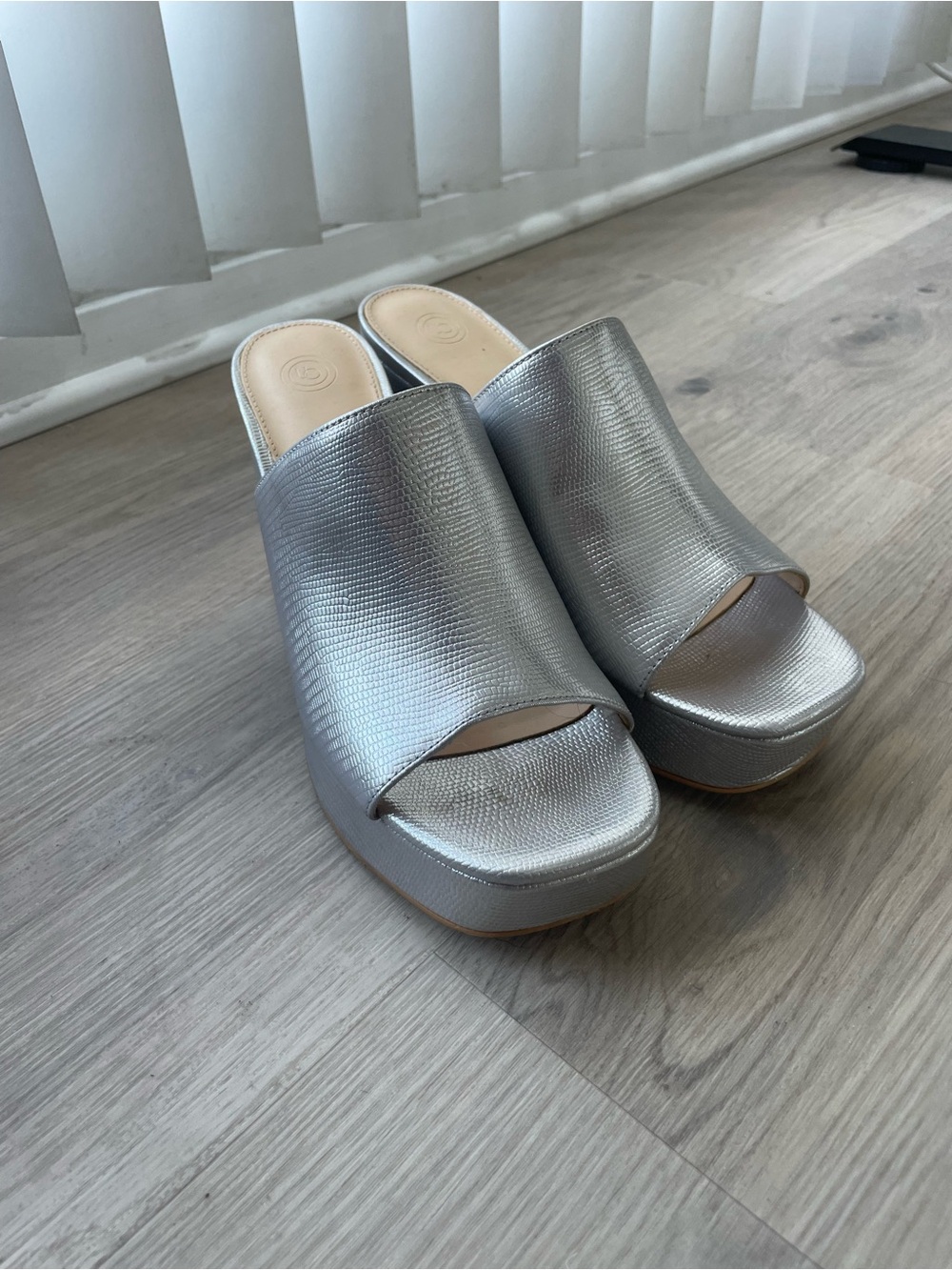 Silver Platform Slide Sandals - Women's Open-Toe Mule
